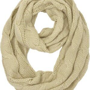 Unisex Acrylic Chunky Knit Cowl Loop Infinity Scarf Winter Soft Beige